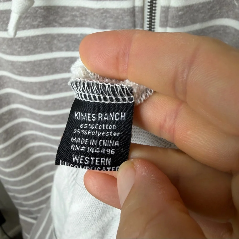 KIMES RANCH Striped Hooded Sleeveless Sweatshirt Taupe White Vest Western Large